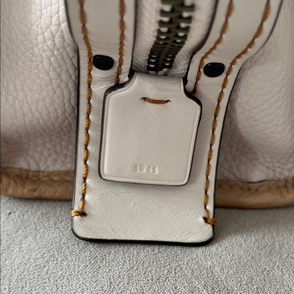 Coach Beige and Black Leather Satchel - Picture 6 of 9